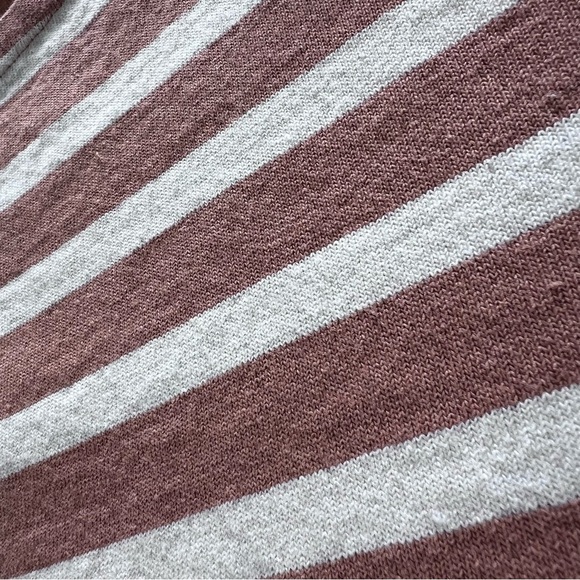 J Crew Basic Boat Neck Preppy Stripe 3/4 Cotton Tee in Tan and White size Large - Picture 7 of 12